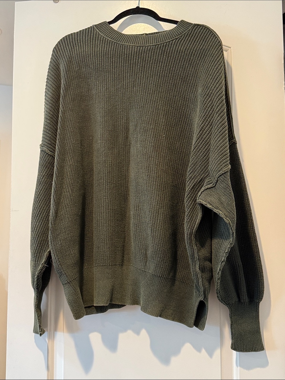 aerie Olive Green Ribbed Knit Crewneck Sweater✨